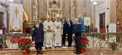 Visita del Obispo Auxiliar de Barcelona, D. David Abadías a la Basílica de la Merced en la fiesta del Bautismo del Señor.
